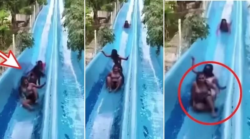 Girl sitting in swimming pool by mistake