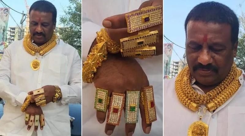 This person wears more gold in his hands and neck than anyone else in the world