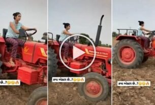 singer Kinjal Dave was seen driving a tractor
