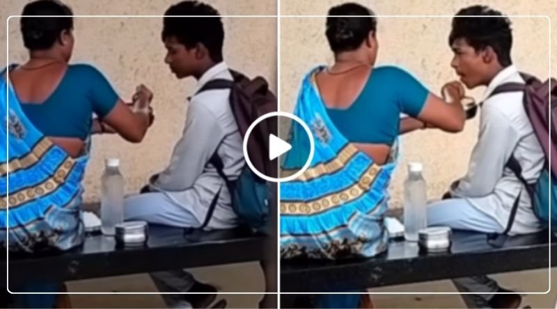 A video of a mother hand-feeding a child has gone viral