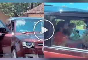 Baba Ramdev was seen driving a luxury SUV car