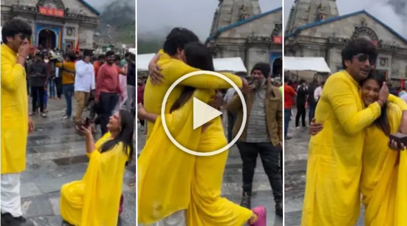 The girl proposed to her boyfriend in front of the Kedarnath temple