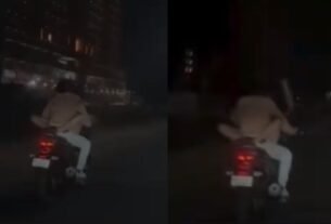 VIDEO Romance of a couple on a running bike in Ahmedabad