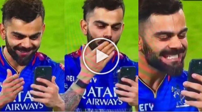 Virat Kohli was seen having a video call with Anushka Sharma and children after the match